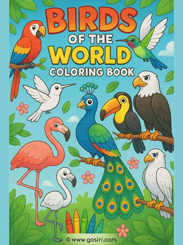  Birds of the World- Printable Coloring Book
