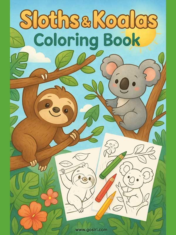 Sloths & Koalas - Printable Coloring Book 