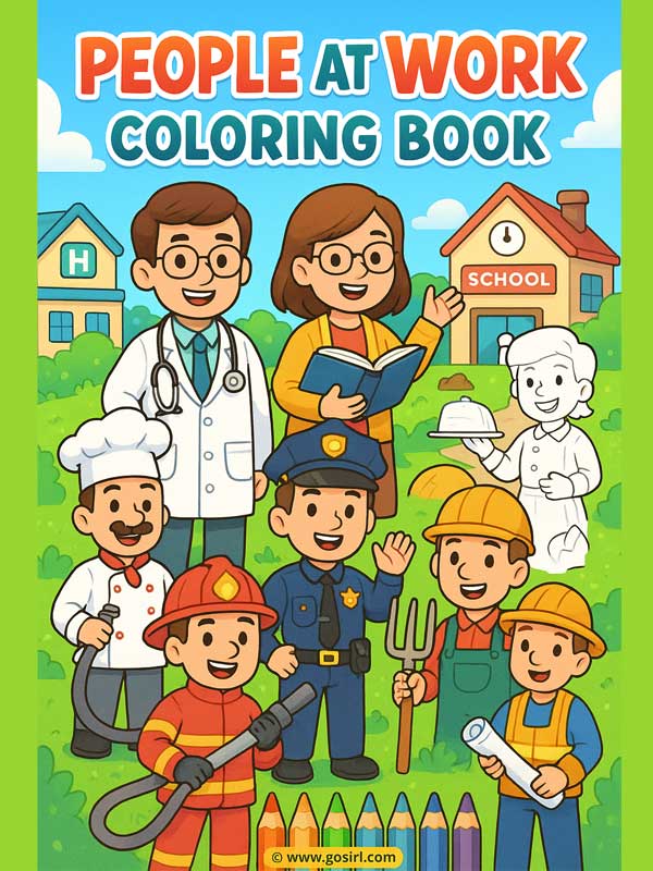  People at Work - Printable Coloring Book 