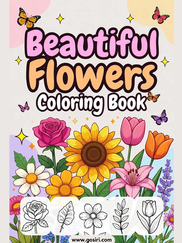Beautiful Flowers - Printable Coloring Book
