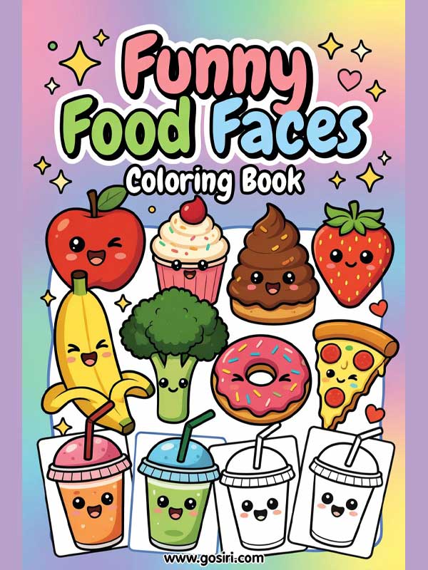Funny Food Faces – Printable Coloring Book