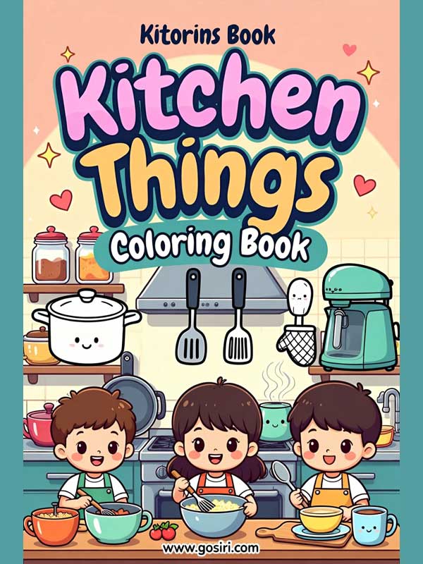 Kitchen Things (with Kids) – Printable Coloring Book