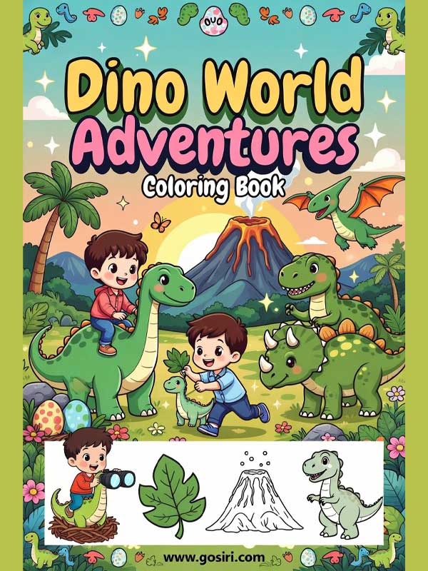 Dino World Adventures – Printable Coloring Book