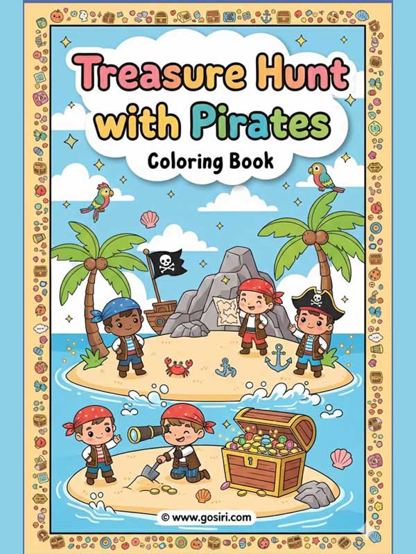 Treasure Hunt with Pirates (with Kids) – Printable Coloring Book
