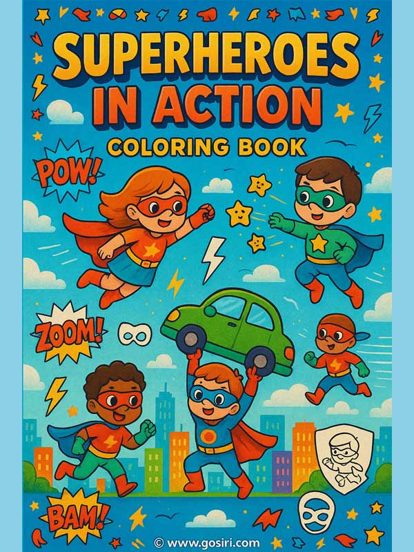 Superheroes in Action – Printable Coloring Book