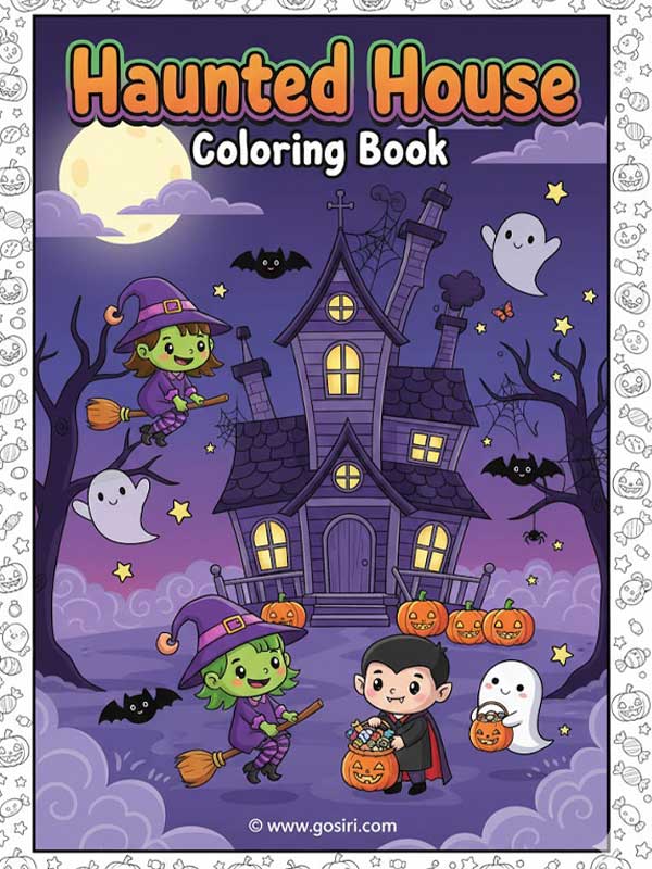 Haunted House (some with Kids) – Printable Coloring Book